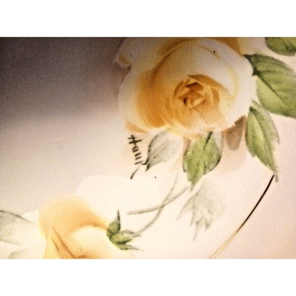 Antique PT Bavaria Studio Hand Painted Artist Signed Yellow Rose Plate Vintage - Picture 4 of 8
